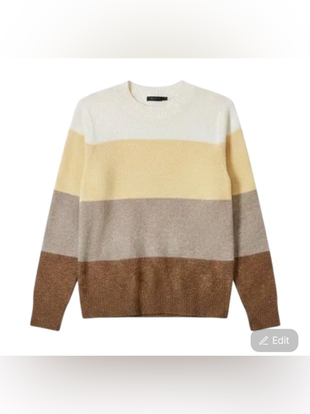 Denver Hayes Women's Colorblock Crewneck Sweater in Cream, Yellow & Brown